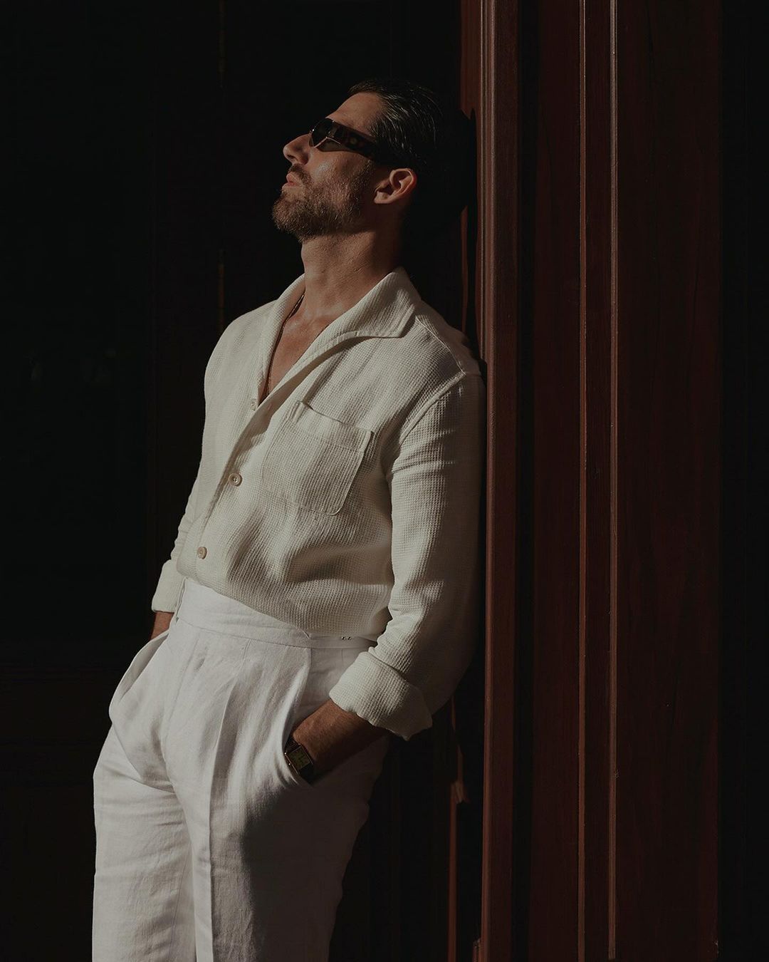 Summer Off-White Shirt in Soft Wash Honeycomb Linen with one piece collar placket - 9