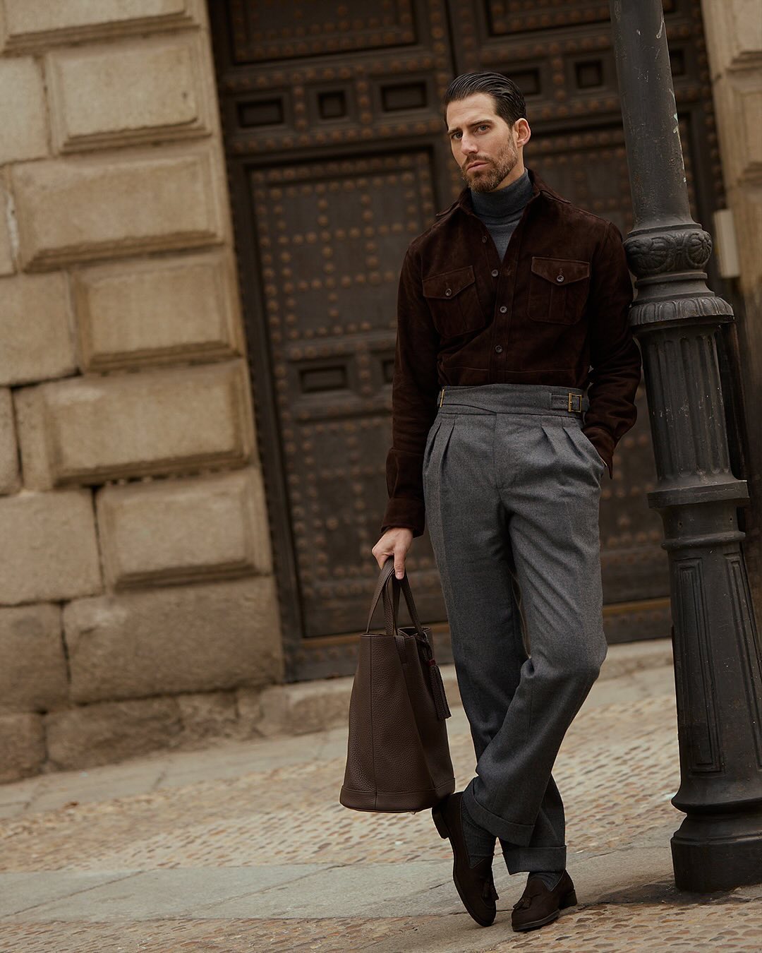 Brown Suede Leather Shirt - 6