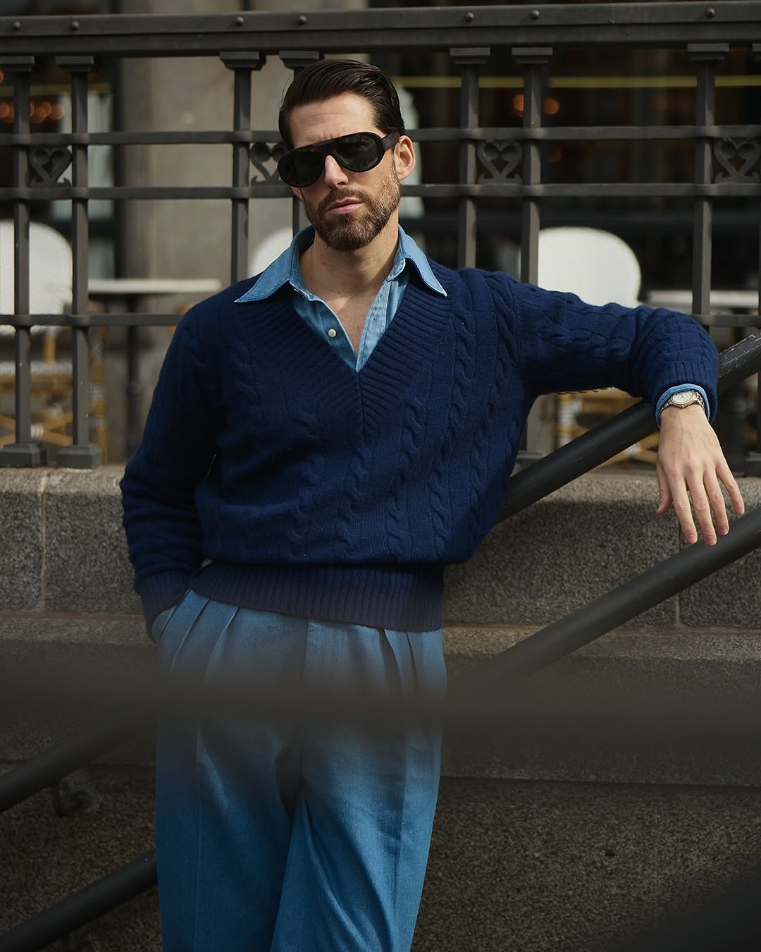 Fade Washed Hemp Cotton Chambray Shirt - 5