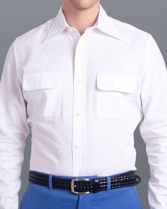 White Fresco Madapolam Chambray Western Shirt