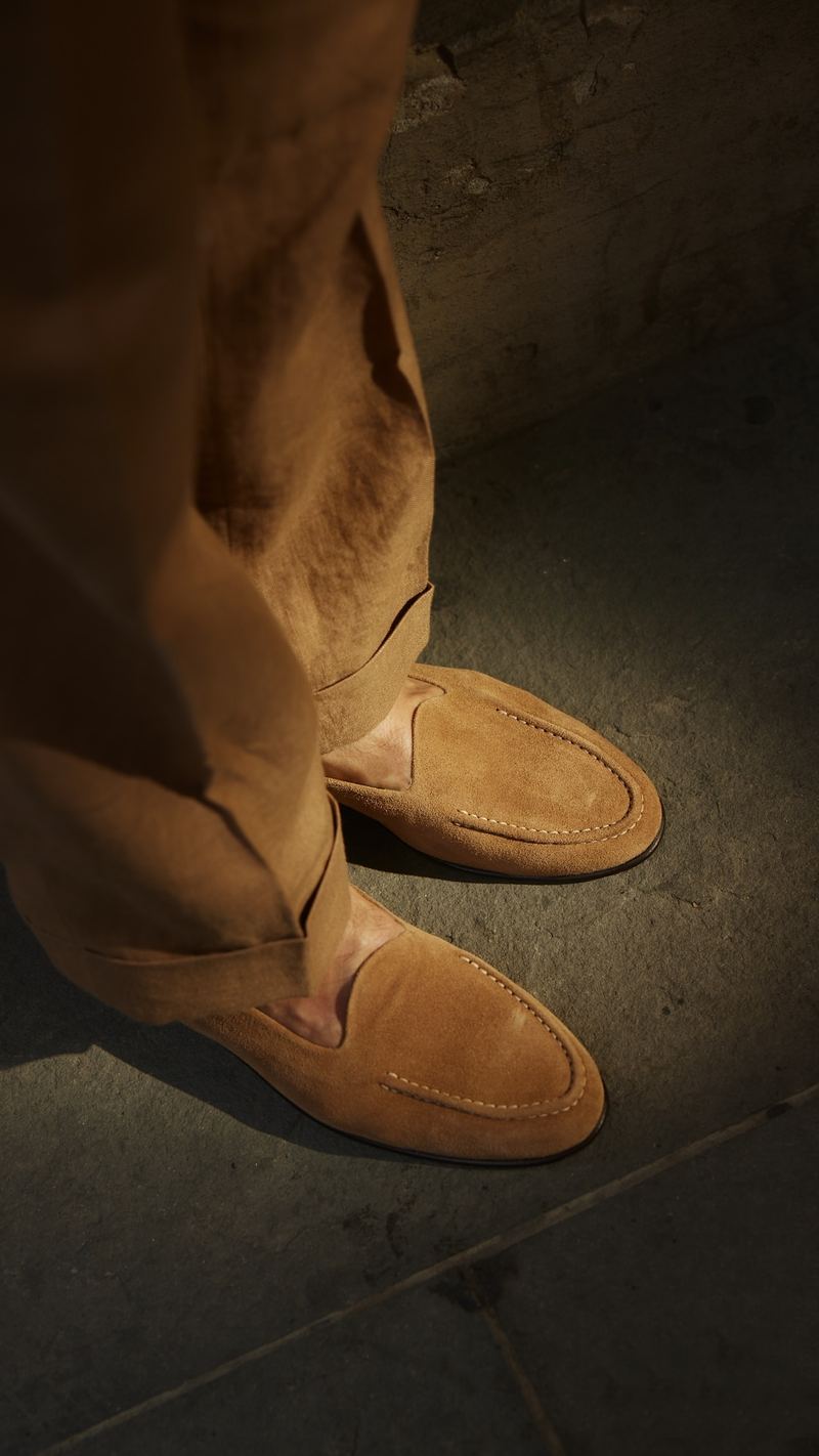 Linen Fresco Golden Brown Double Breasted Suit