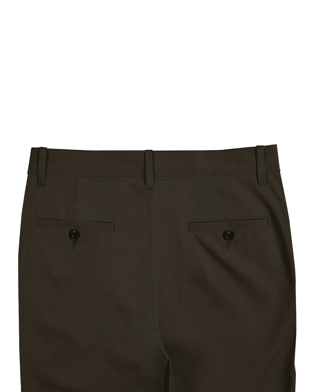Back view of custom Genoa Chino pants for men by Luxire in brown