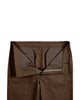 Front open view of custom Genoa Chino pants for men by Luxire in coffee brown