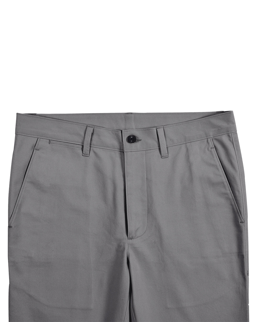Front view of custom Genoa Chino pants for men by Luxire in dark grey