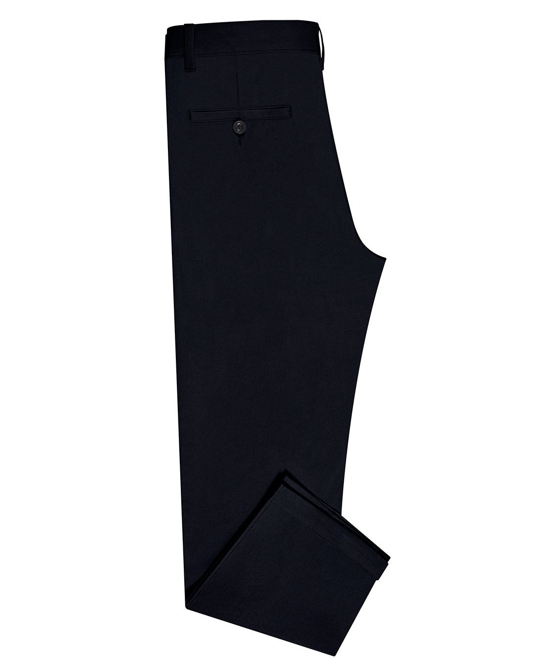 Side view of custom Genoa Chino pants for men by Luxire in navy