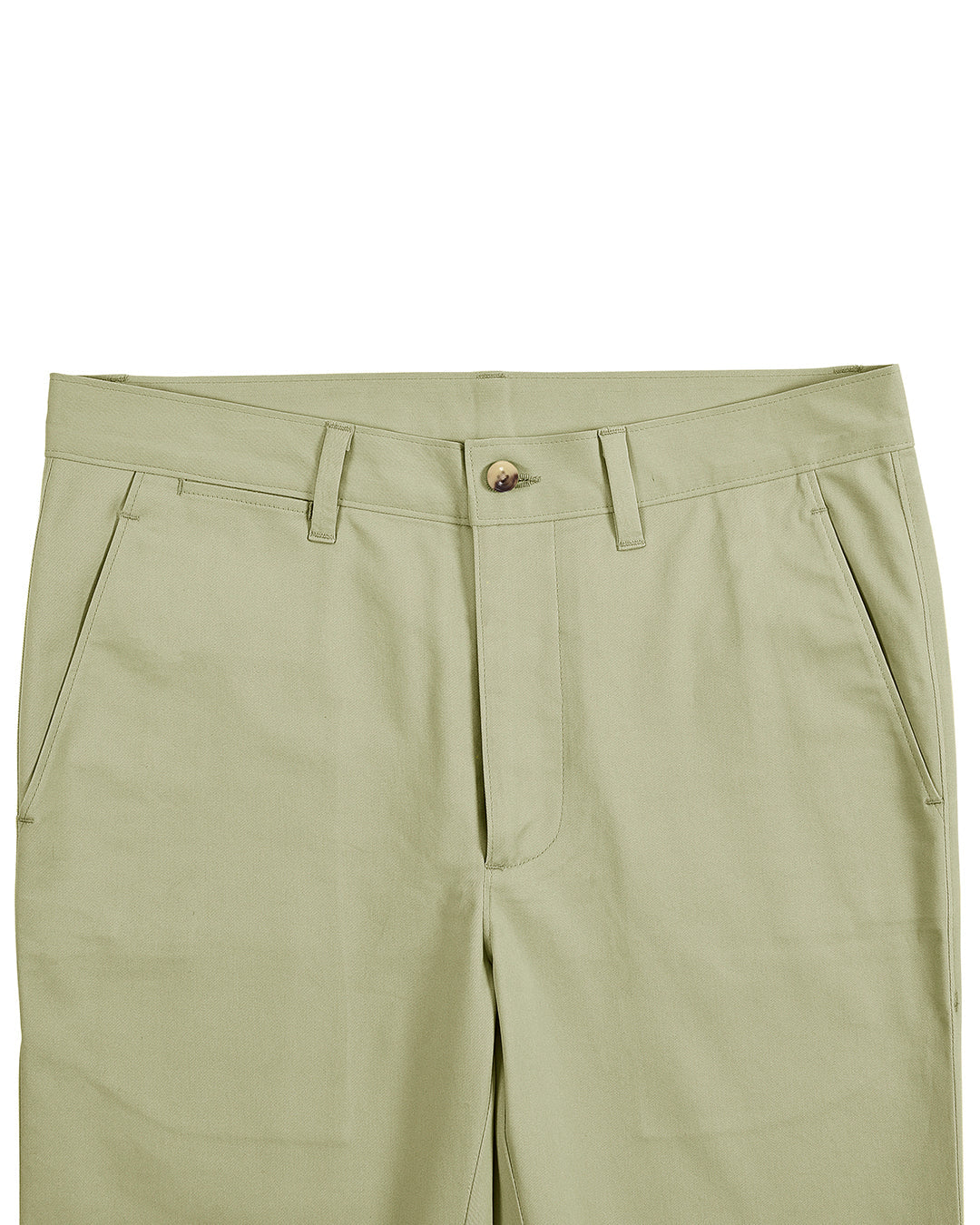Front view of custom Genoa Chino pants for men by Luxire in pale lime