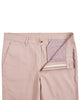 Front open view of custom Genoa Chino pants for men by Luxire in pale pink