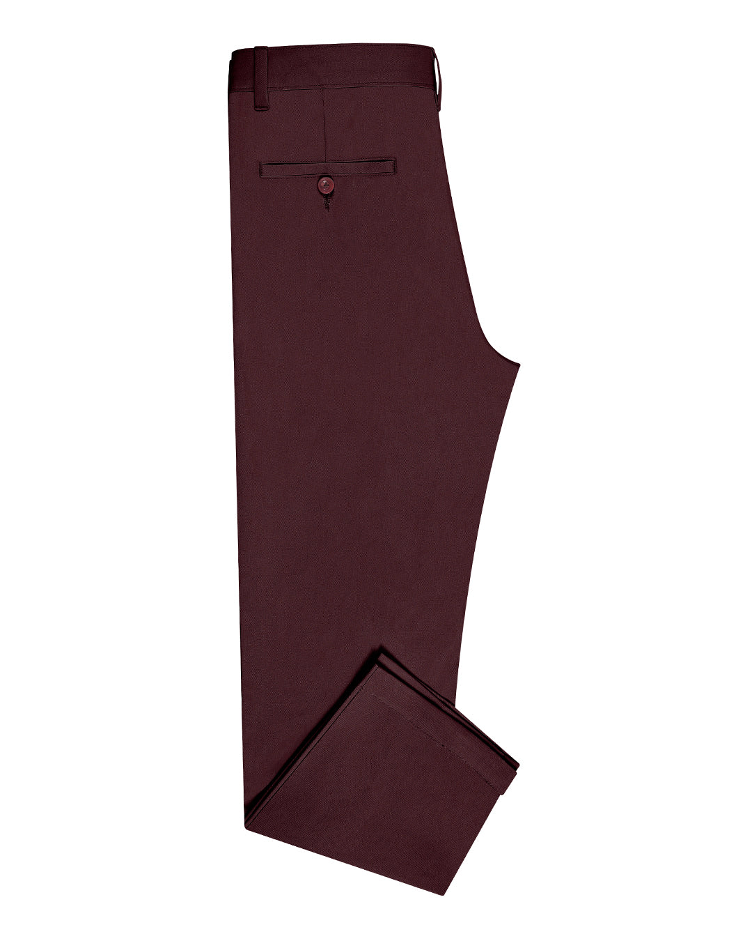 Side view of custom Genoa Chino pants for men by Luxire in plum