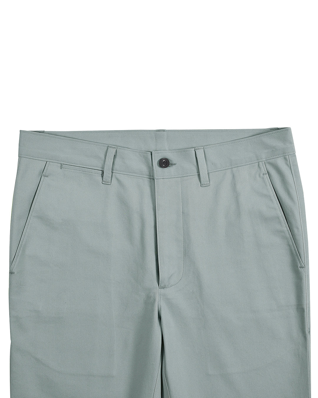 Front view of custom Genoa Chino pants for men by Luxire in sage green