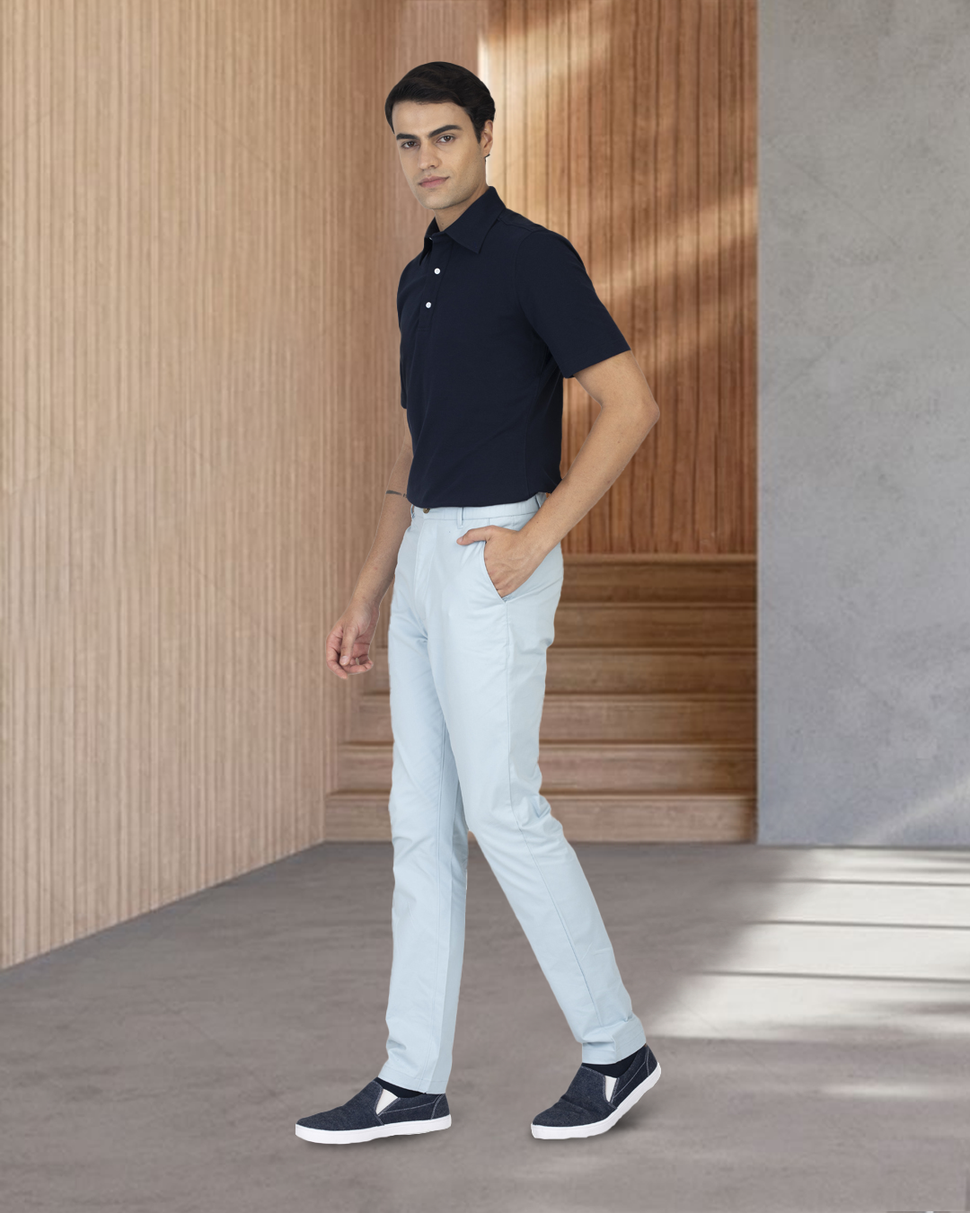 Genoa Powder Blue Chino - 2