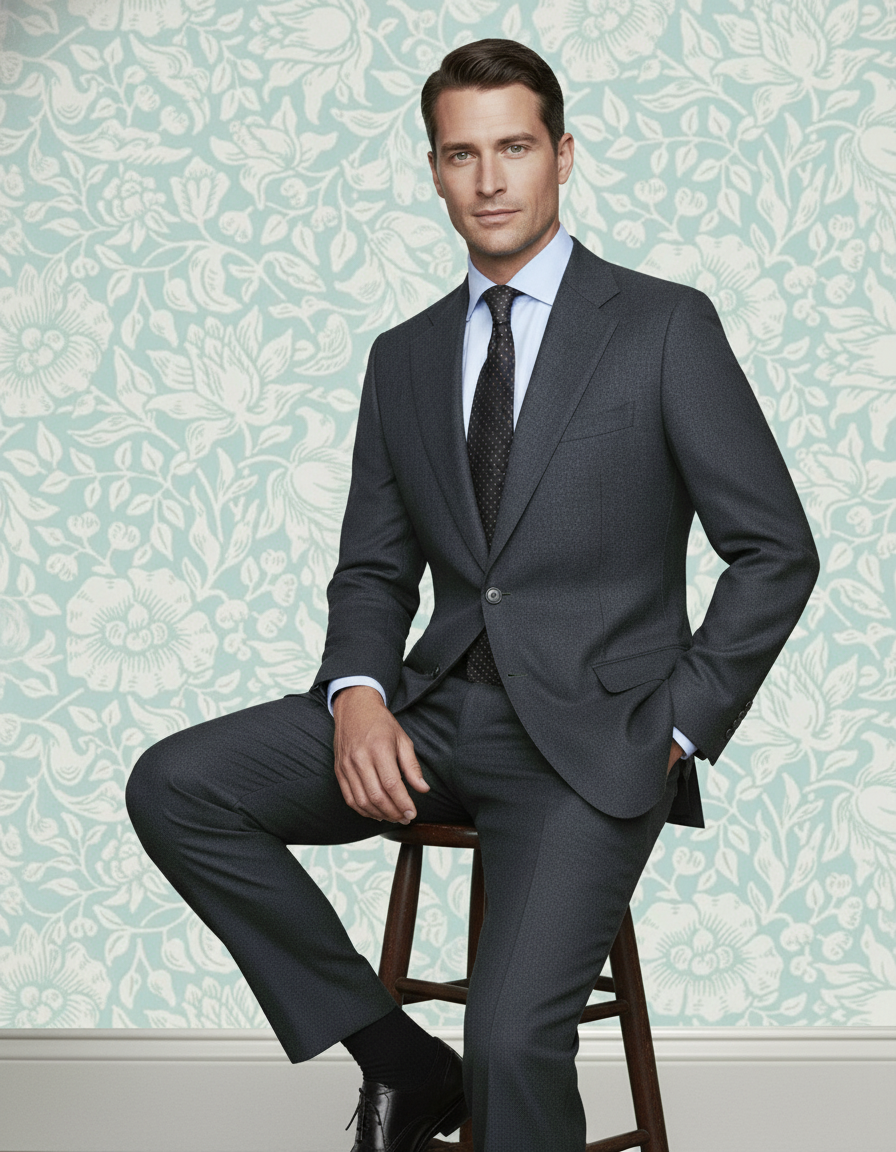 Dugdale Dark Grey Wool Flannel Suit - 8