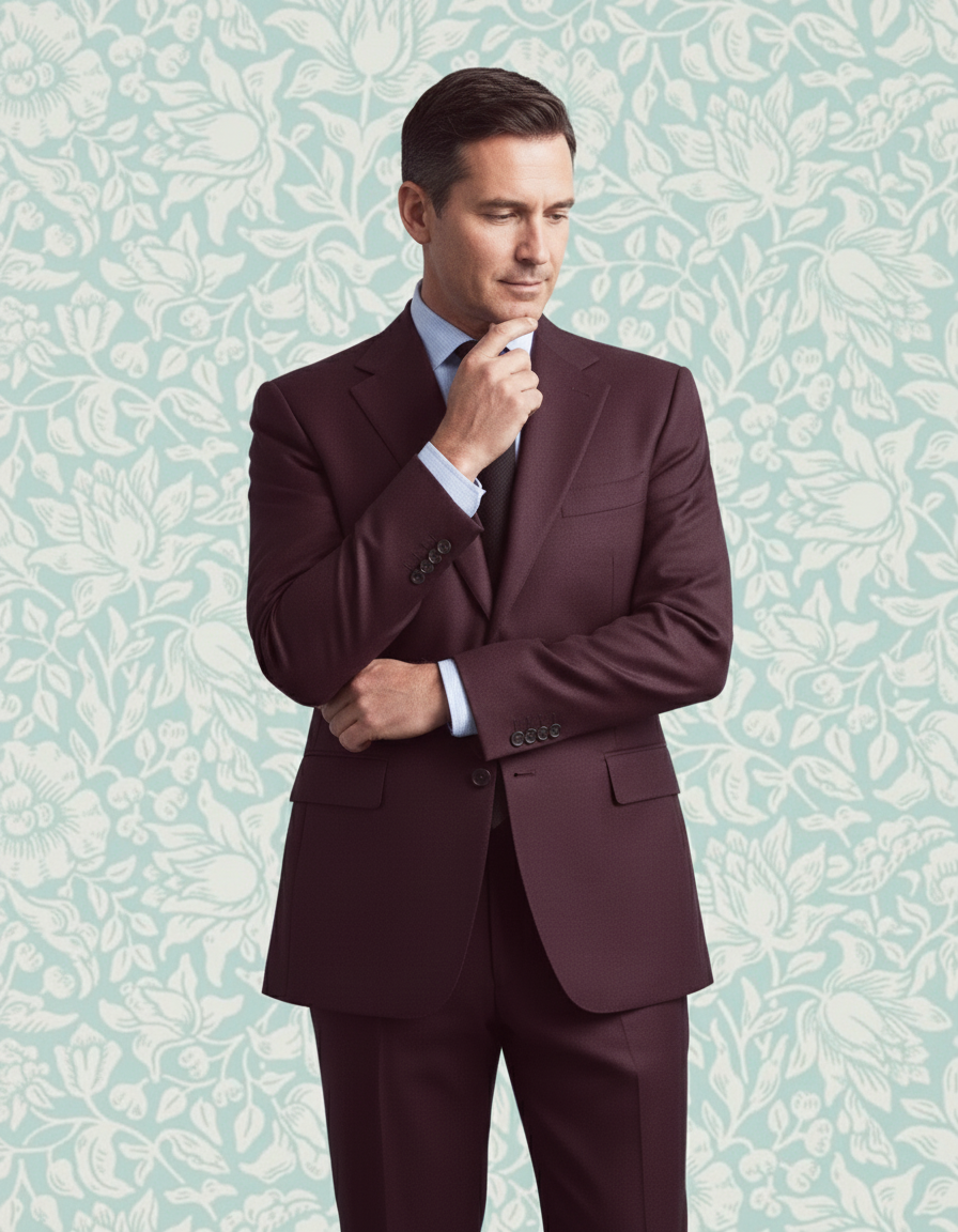 Dugdale Maroon Wool Flannel Suit - 6