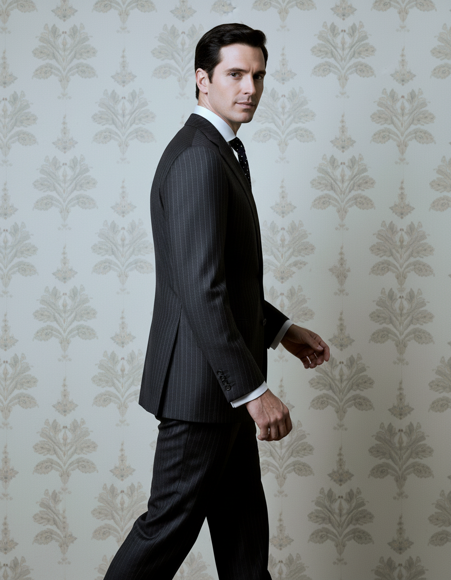 Dark Grey Wool Pinstripes Suit - 4