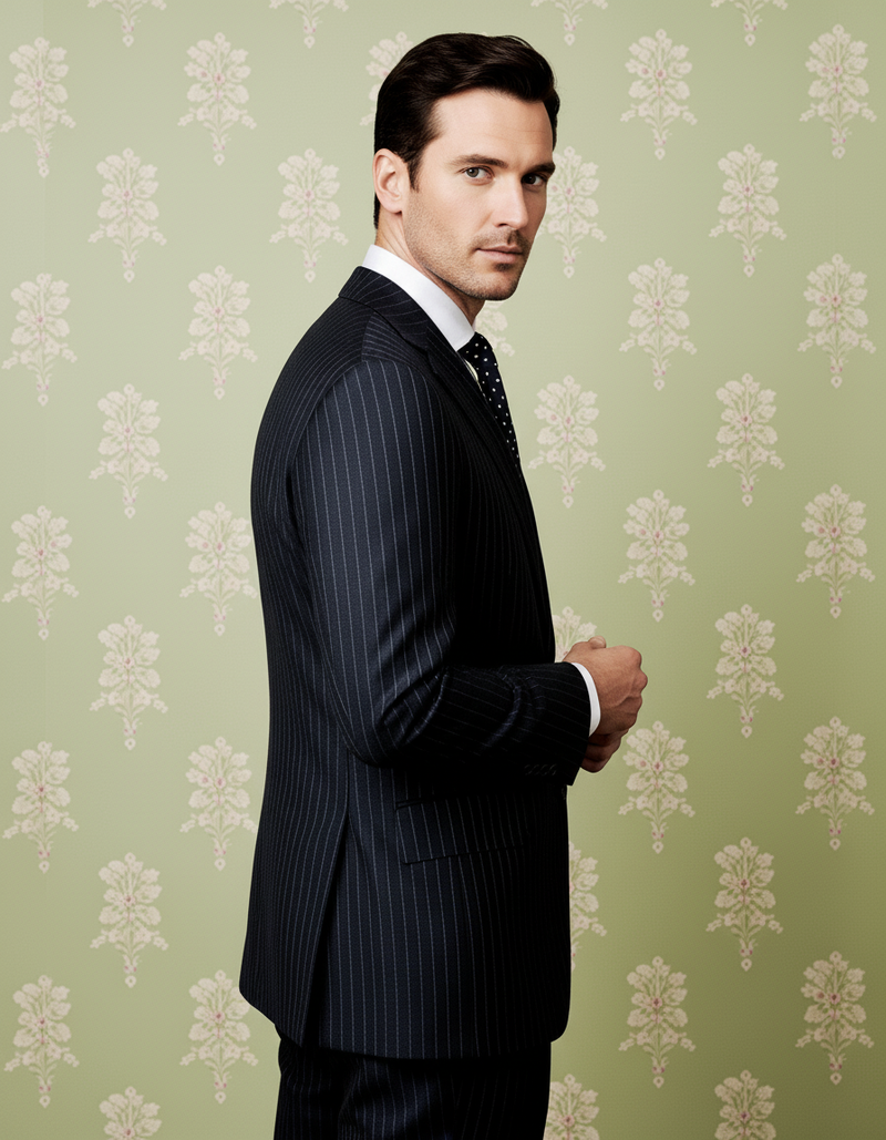 Navy Wool Pinstripes Suit