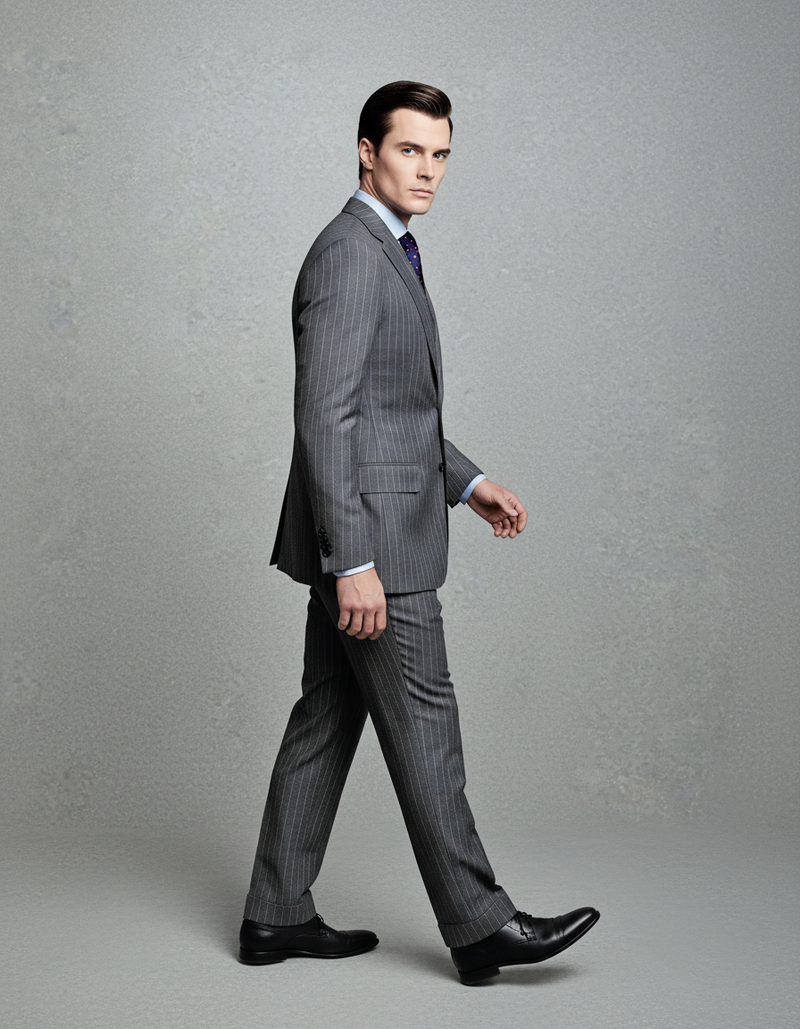 Grey Wool Pinstripes Suit