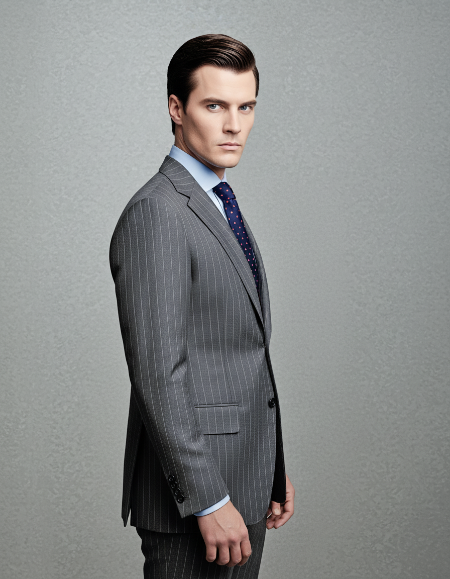 Grey Wool Pinstripes Suit - 3