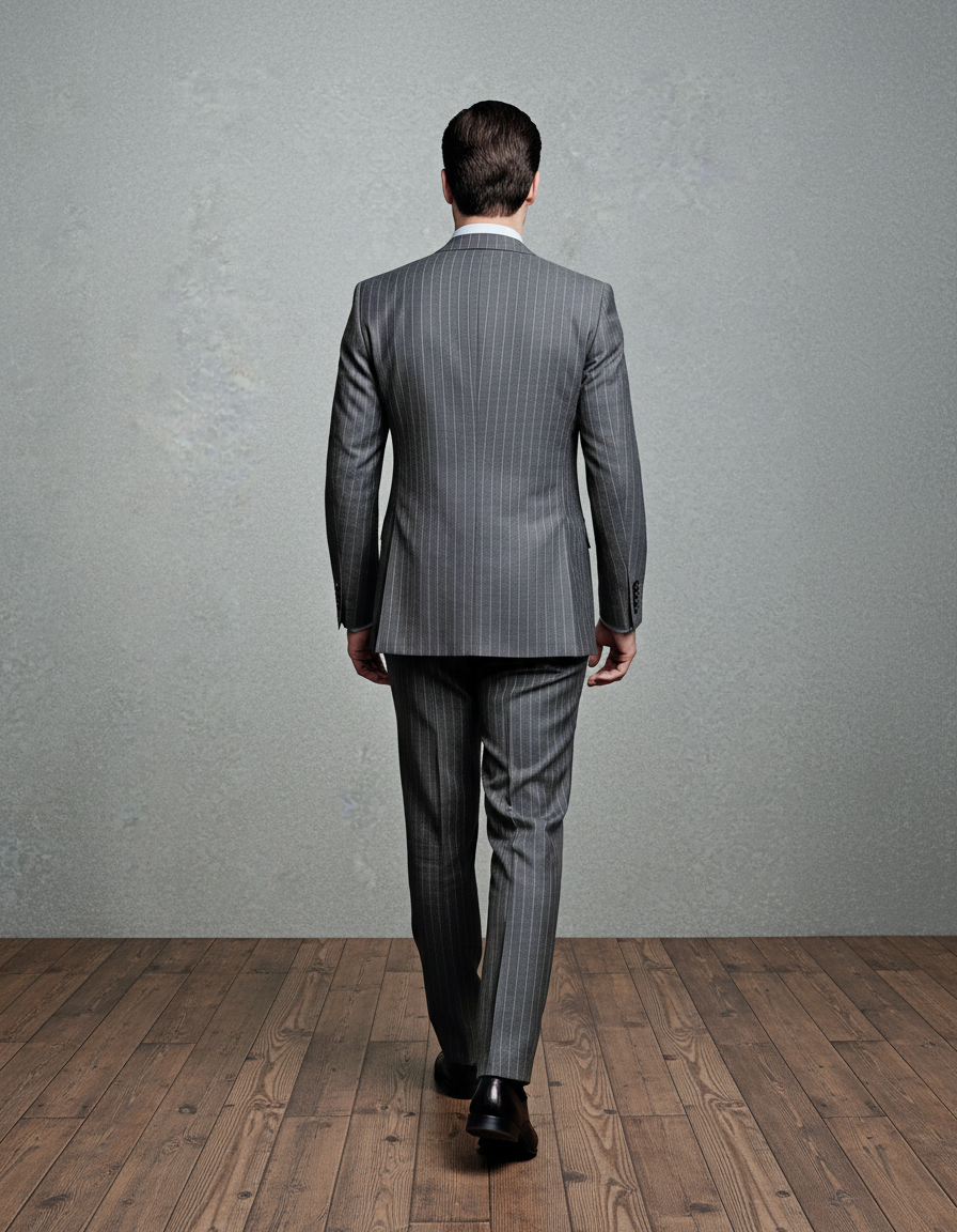 Grey Wool Pinstripes Suit - 7