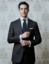 Dark Grey Wool Pinstripes Suit