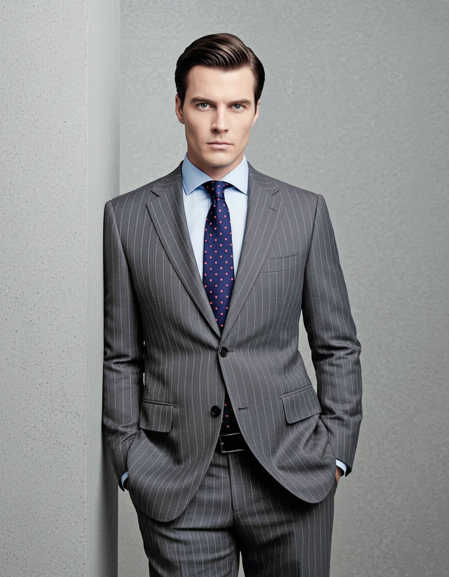 Grey Wool Pinstripes Suit