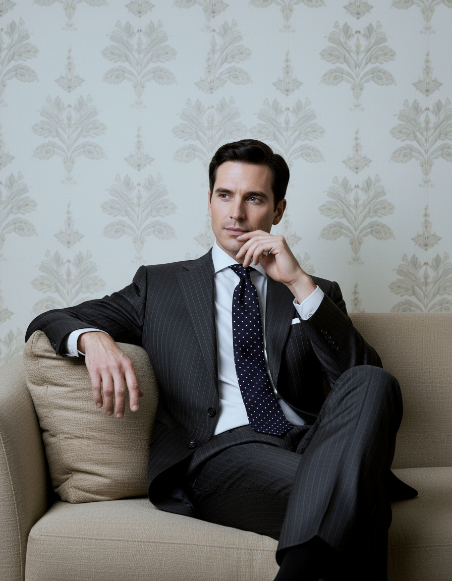Dark Grey Wool Pinstripes Suit - 12