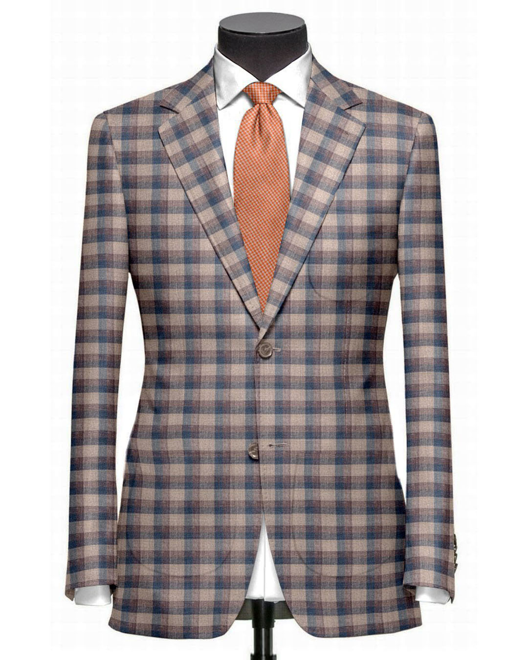 EThomas Light Peach Blue Voilet Checks  Jacket - 1