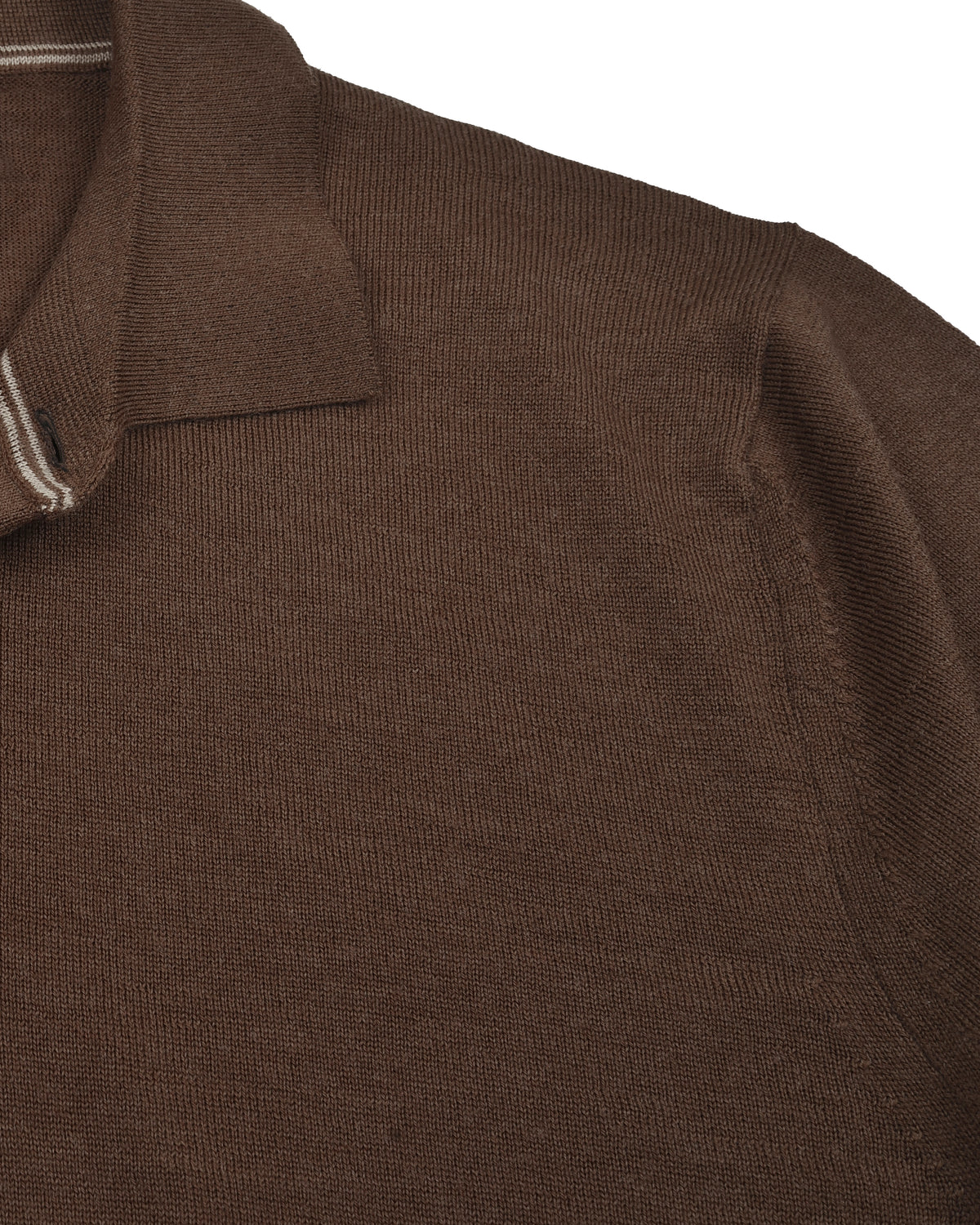 EZS Merino Wool Brown Long Sleeve Polo - 7