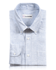 Front view of custom check shirts for men by Luxire blue and white tattersall