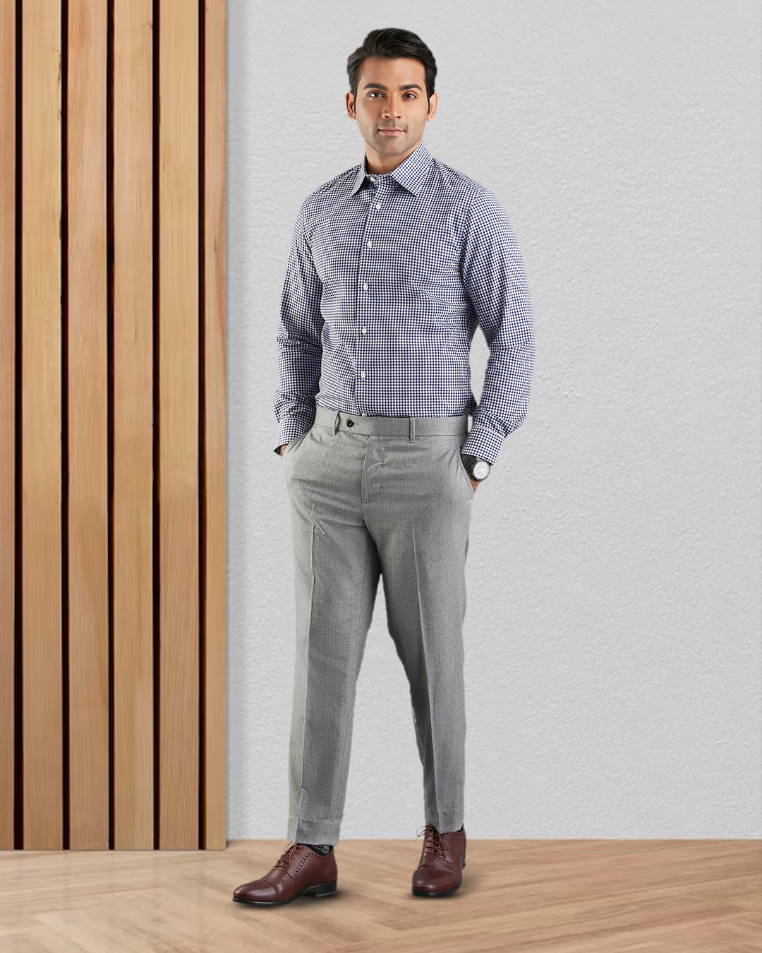 Navy Small Gingham Shirt - 3