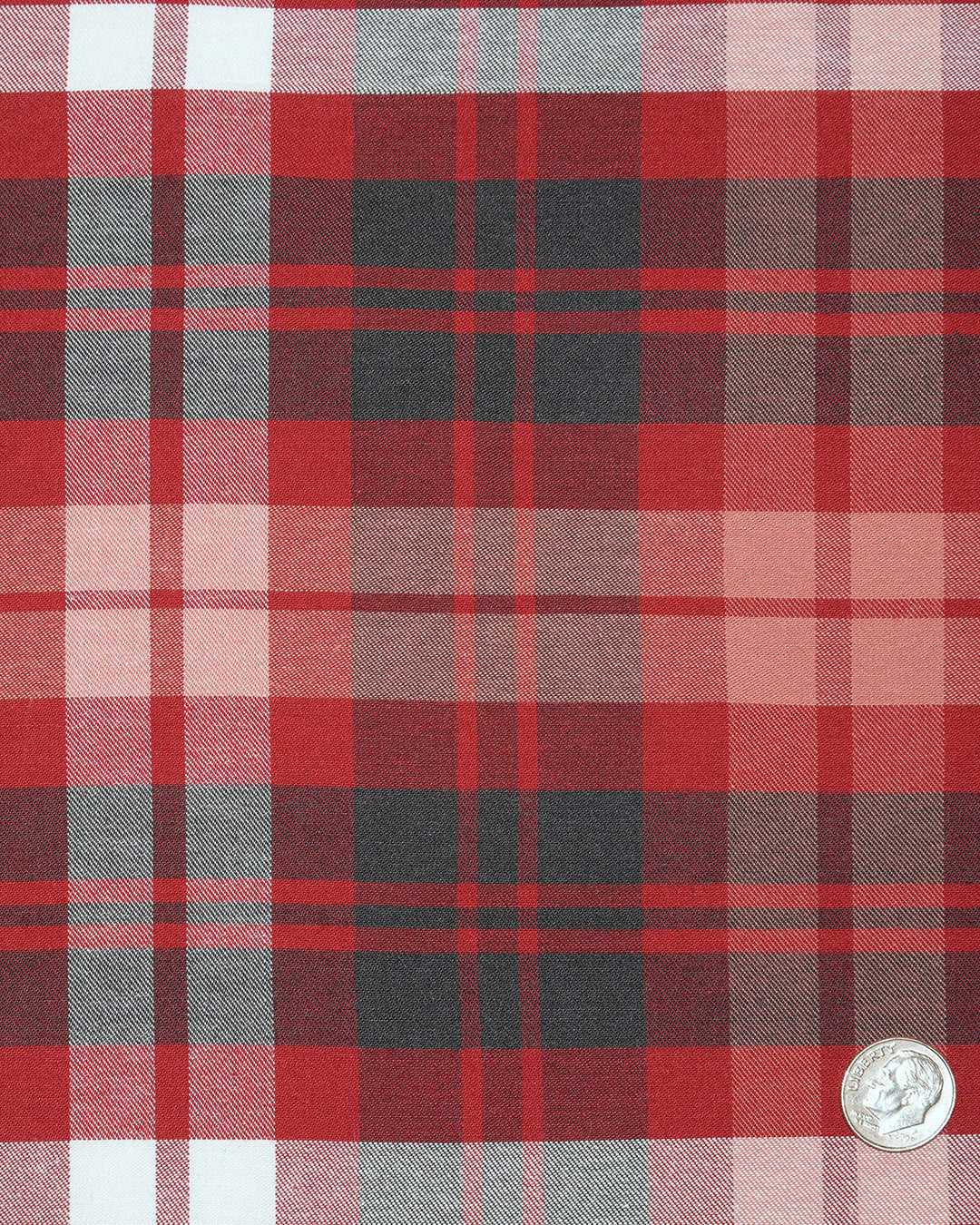 Close up view of custom check shirts for men by Luxire red and grey