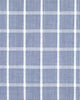 Closeup view of custom check shirts for men by Luxire in navy blue white grid 2