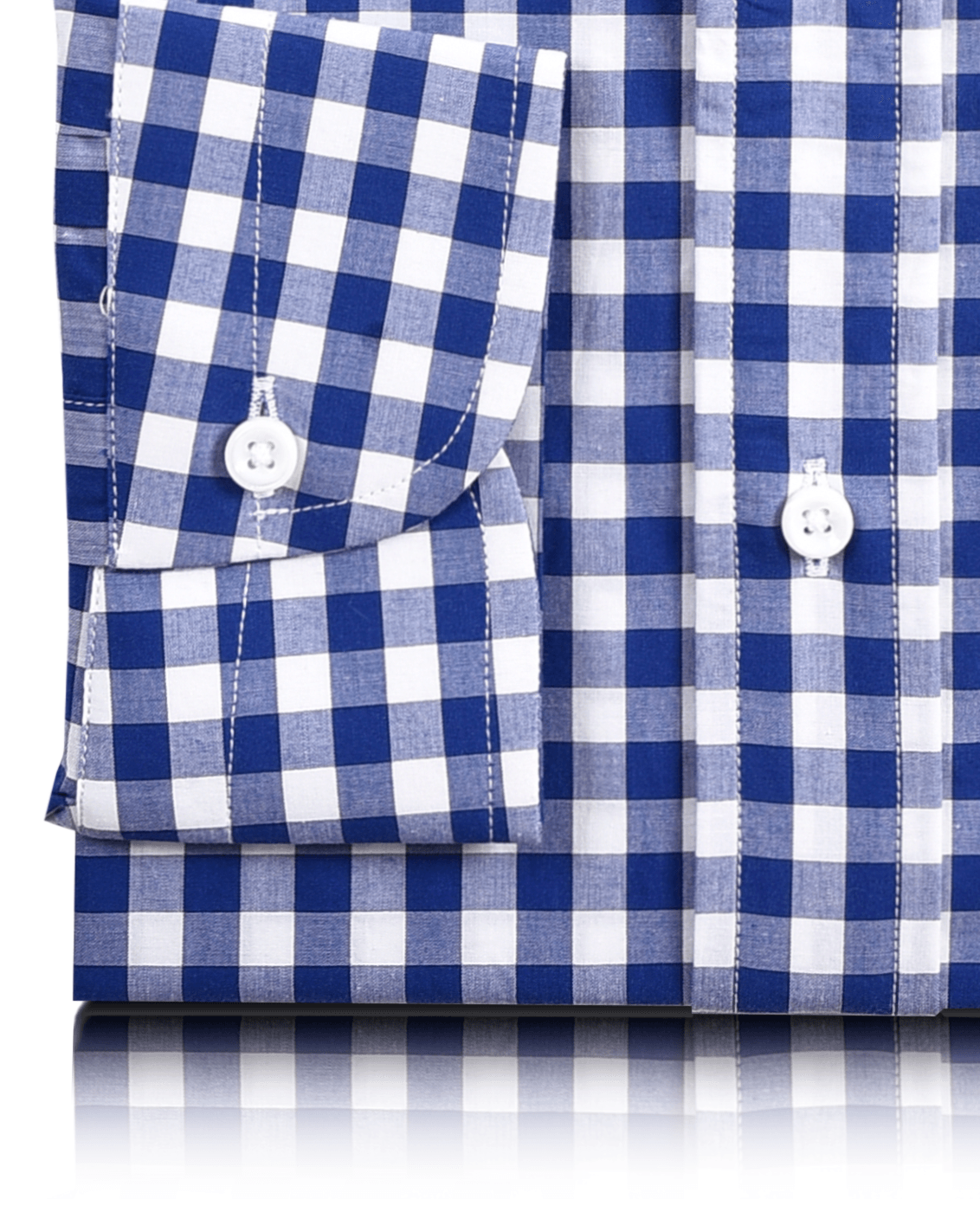 Estate Blue Gingham Checks On White Shirt - 3