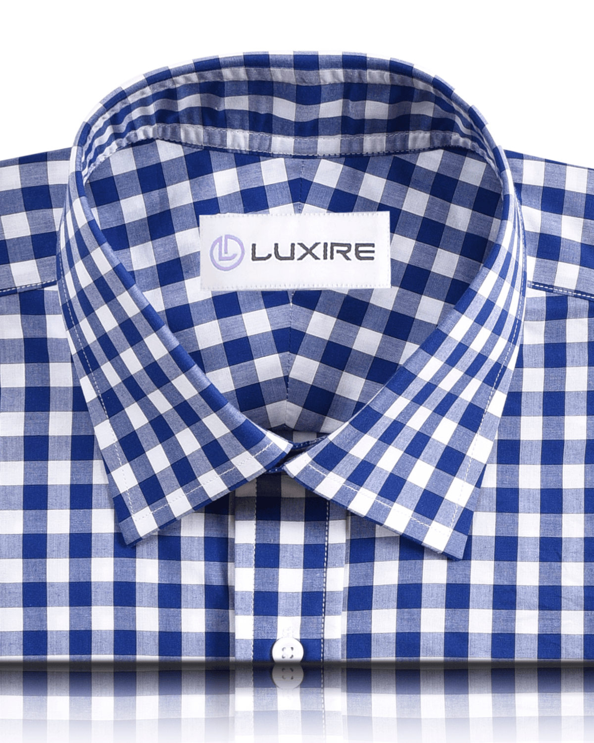 Estate Blue Gingham Checks On White Shirt - 2