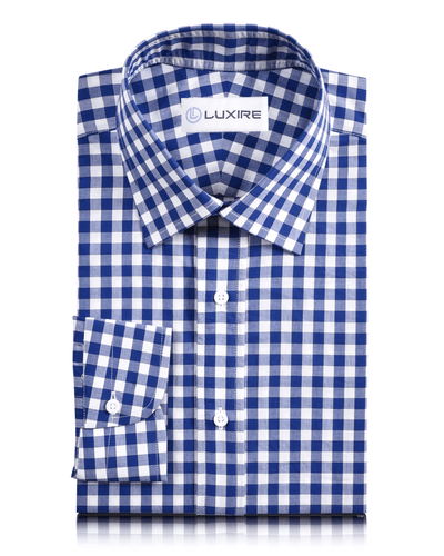 Estate Blue Gingham Checks On White Shirt
