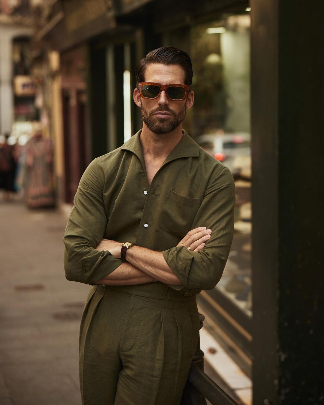 Gurkha Pant in Linen Cotton Canvas: Olive - 9