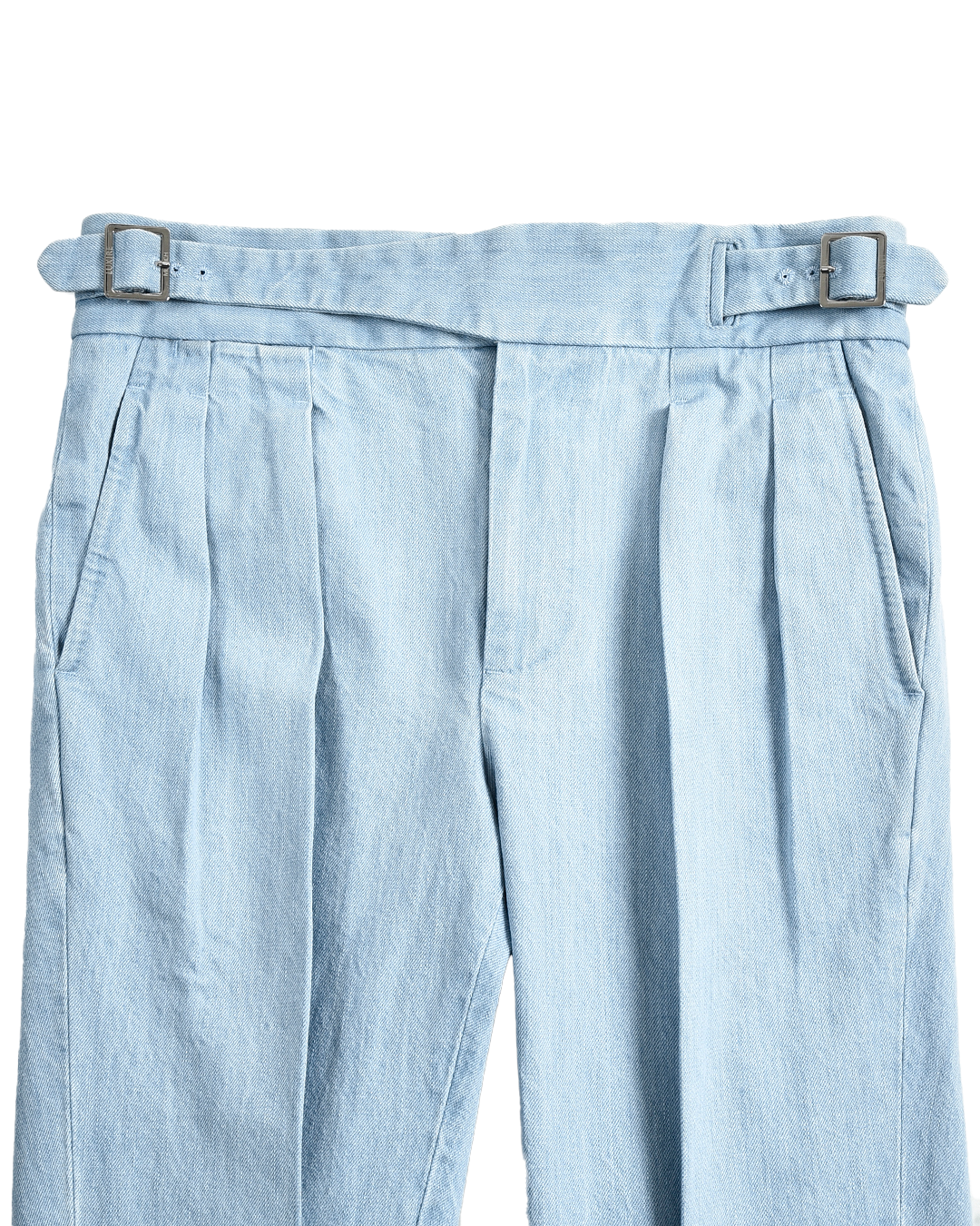 Gurkha Pant in Fade Washed Blue Selvage With Turquoise Tint - 3