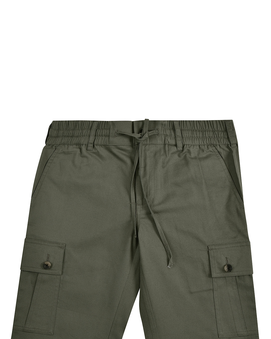 Front view of custom cargo pants for men by Luxire in olive