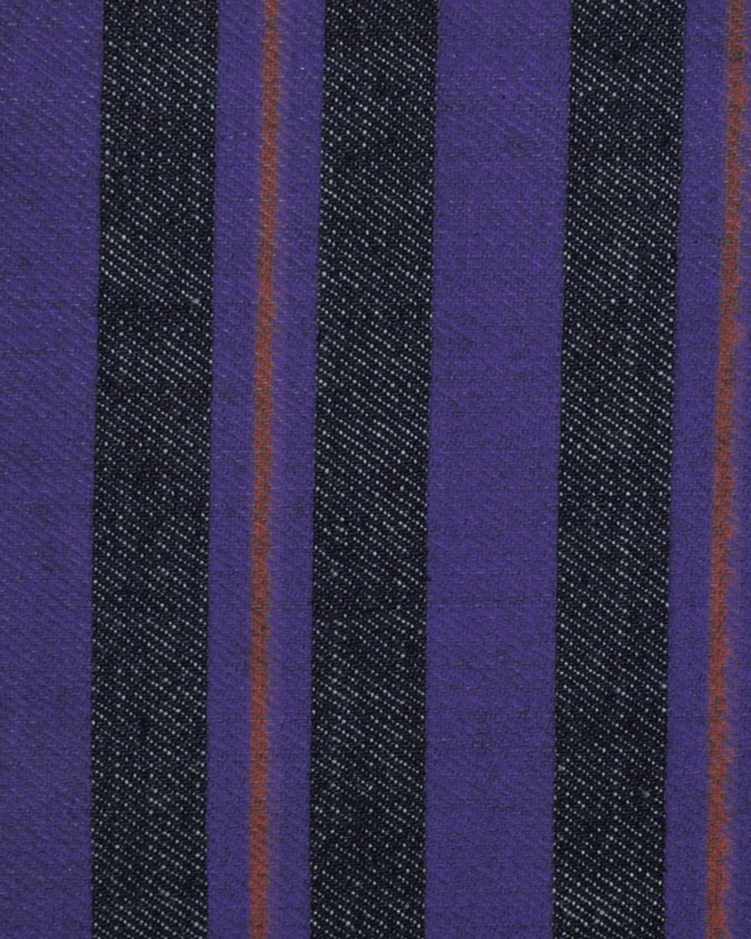 Close view of custom denim jeans for men by Luxire with purple stripes