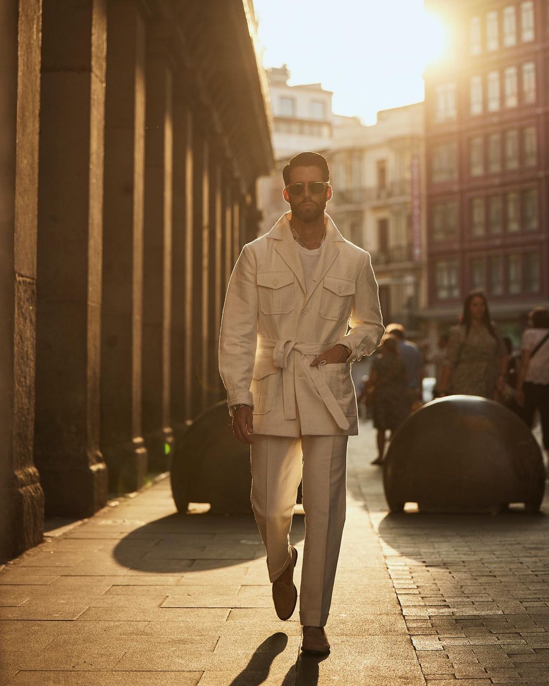 Gurkha Pant in Linen Cotton Canvas Off White - 3