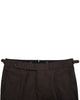 Front view of custom linen pants for men by Luxire in dark brown