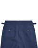 Back view of custom linen canvas pants for men by Luxire in navy