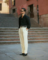 Pleated Cream Linen Pant