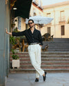 Pleated Cream Linen Pant