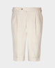 Front view of custom linen shorts for men by Luxire in jute brown