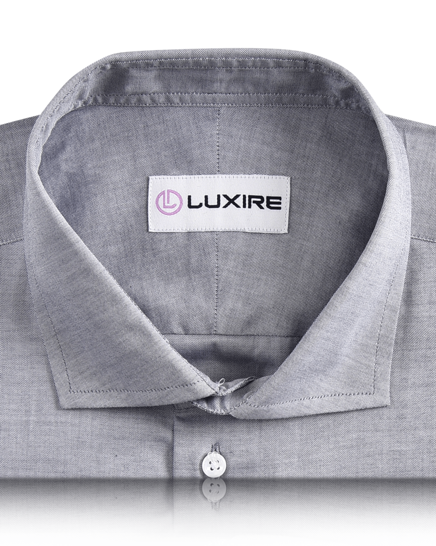 Collar of the custom oxford shirt for men by Luxire in blue 2