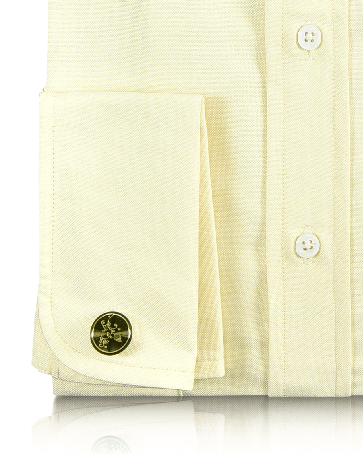Cuff of the custom oxford shirt for men by Luxire in light yellow