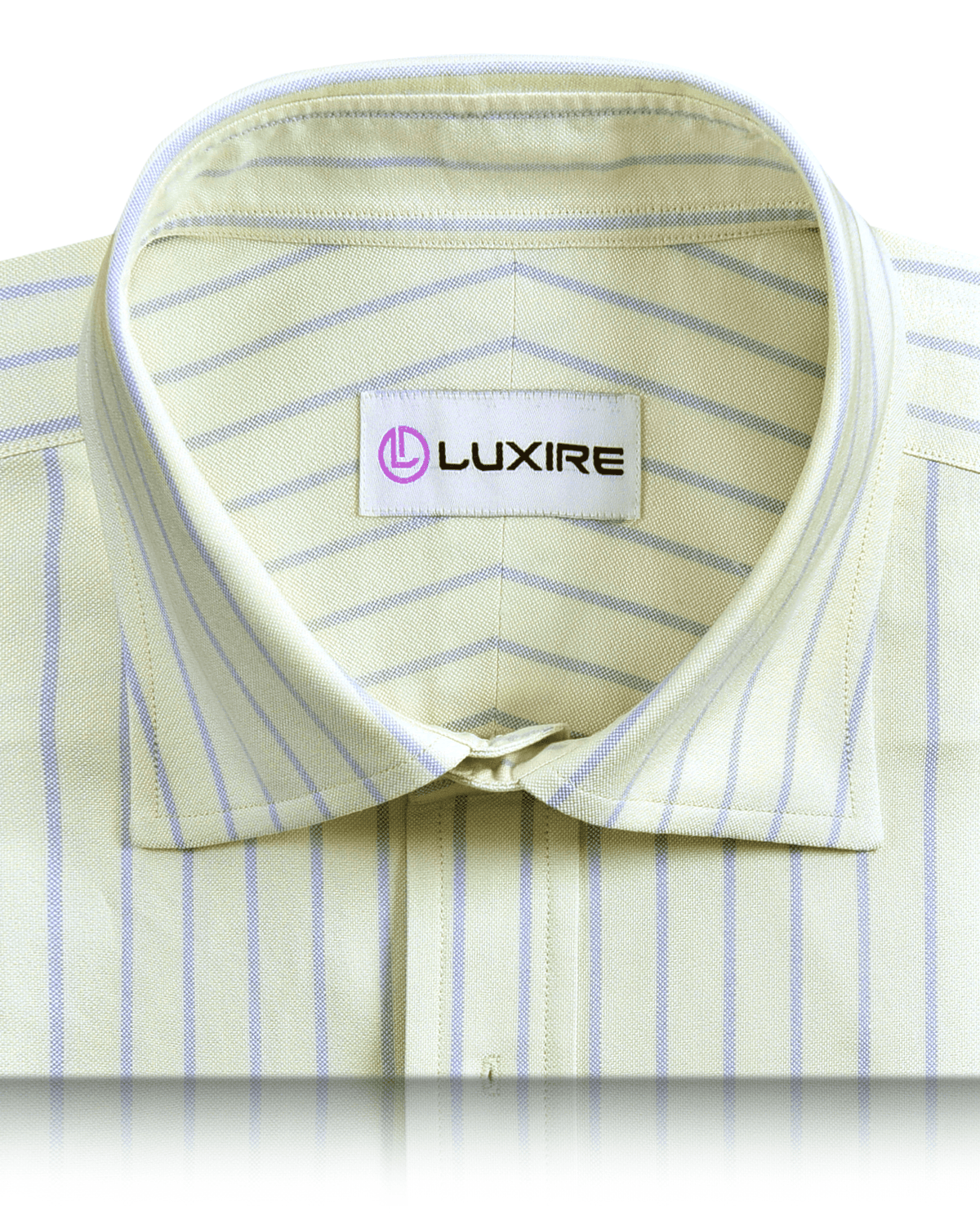 Classic Oxford Blue Dress-Stripes on Moss-Green Shirt - 2