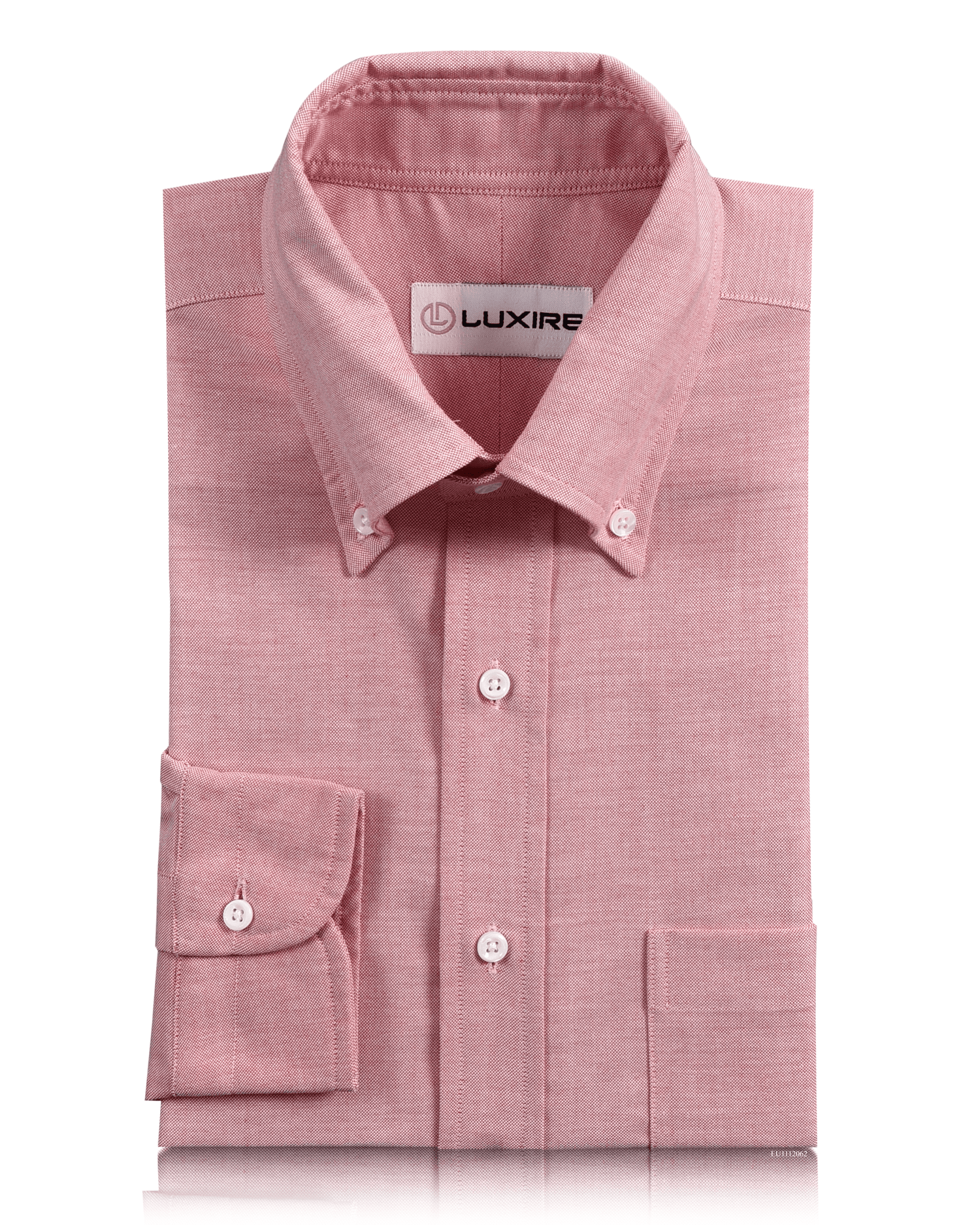 Front of the custom oxford shirt for men by Luxire in classic red