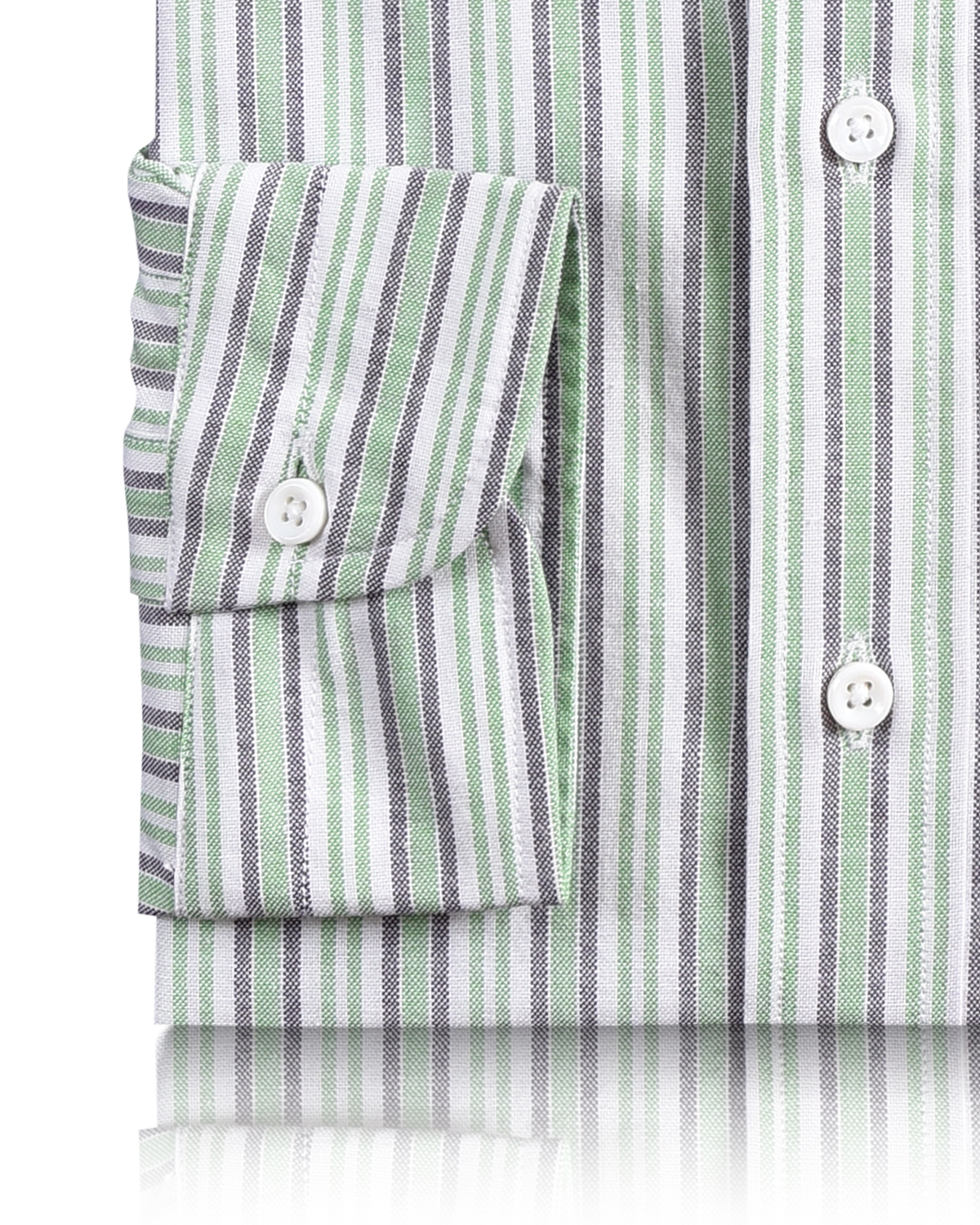 Oxford: Shades of Green Mauve Stripes Shirt - 3