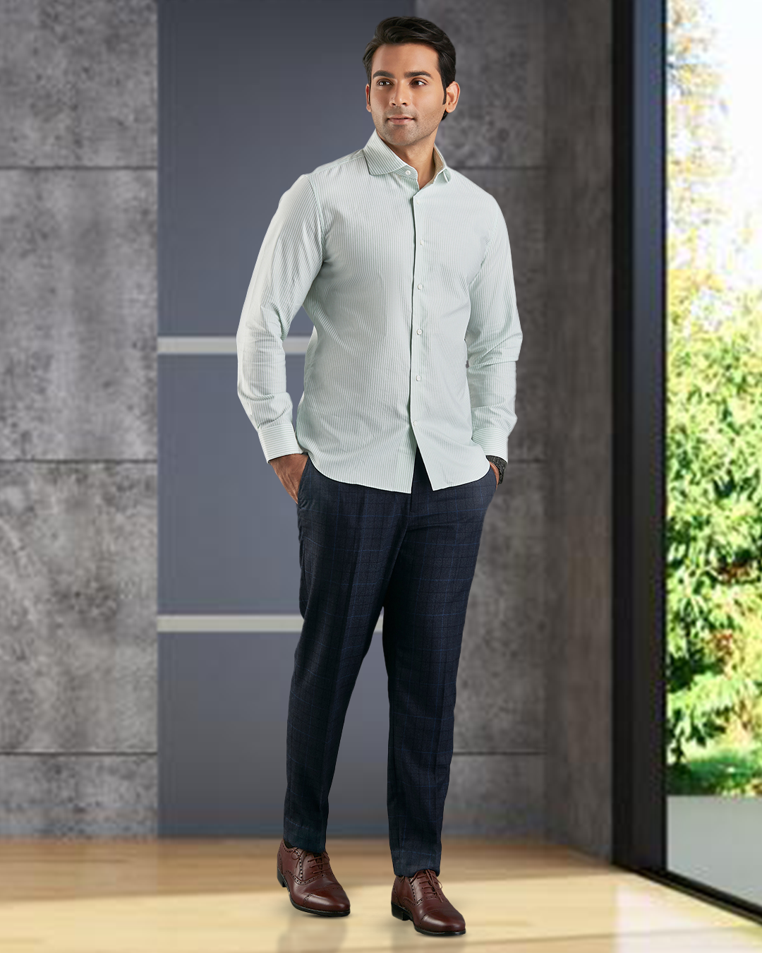 Classic Oxford: Light Green University Stripes Shirt - 3