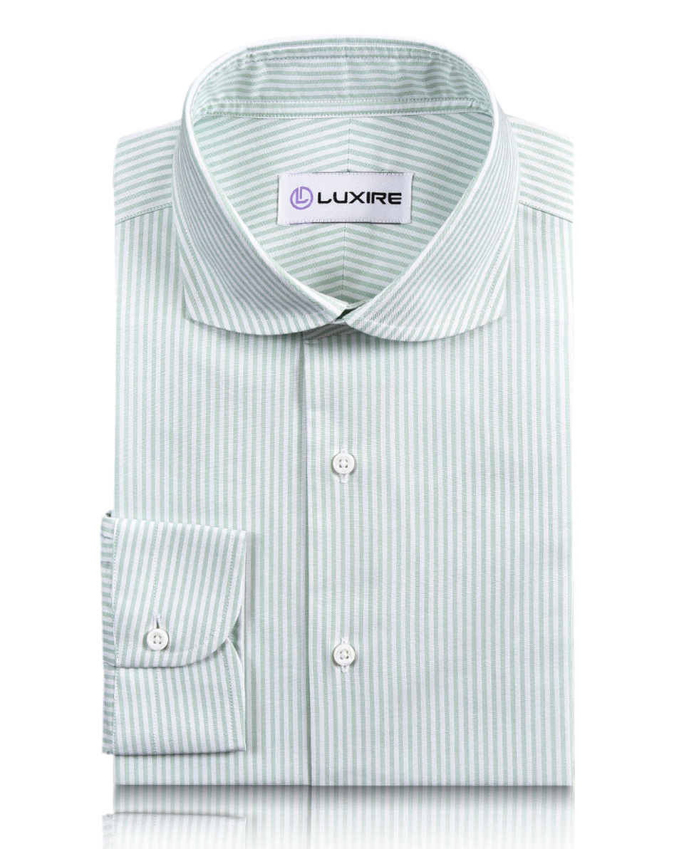 Front of the custom oxford shirt for men by Luxire in shades of green